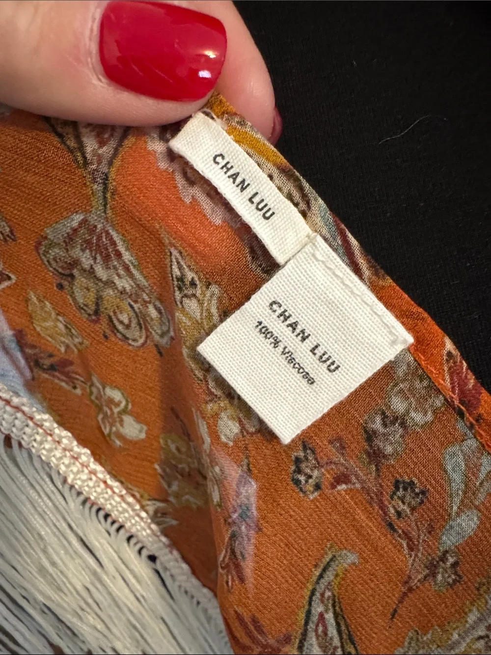 Chan Luu Orange Paisley Fringe Scarf - Never worn
